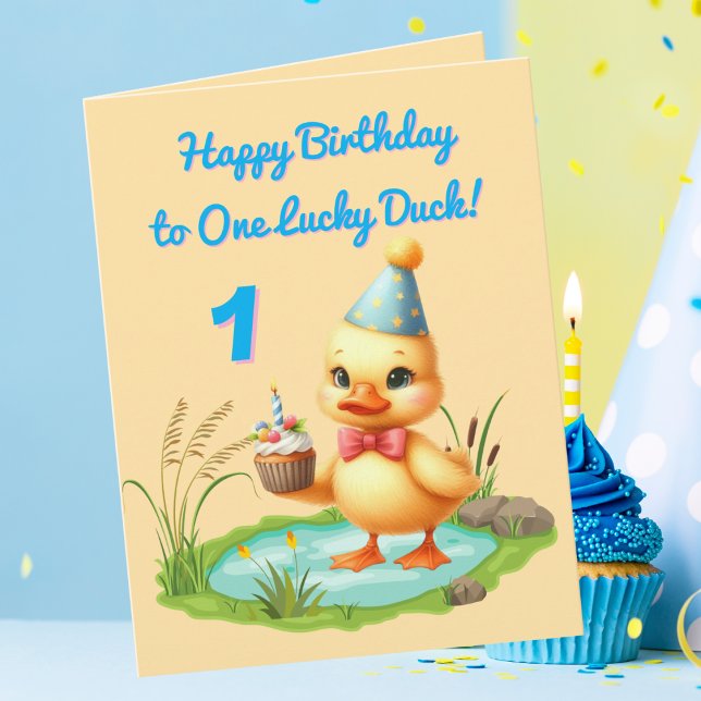 One Lucky Duck Foto Girly Kindergeburtstag Gruß Karte (Von Creator hochgeladen)
