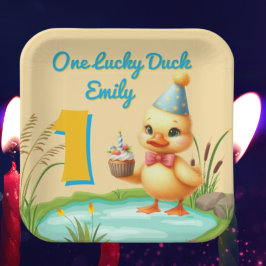 One Lucky Duck Girl 1. Geburtstag Party Paper Plat Pappteller