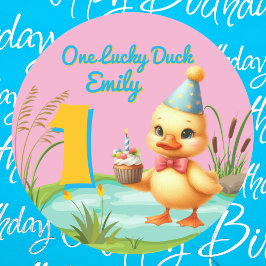 One Lucky Duck Girl 1. Geburtstag Party Runder Aufkleber