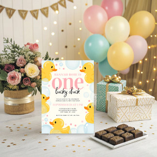 One Lucky Duck Girls erste Geburtstagsparty Einladung