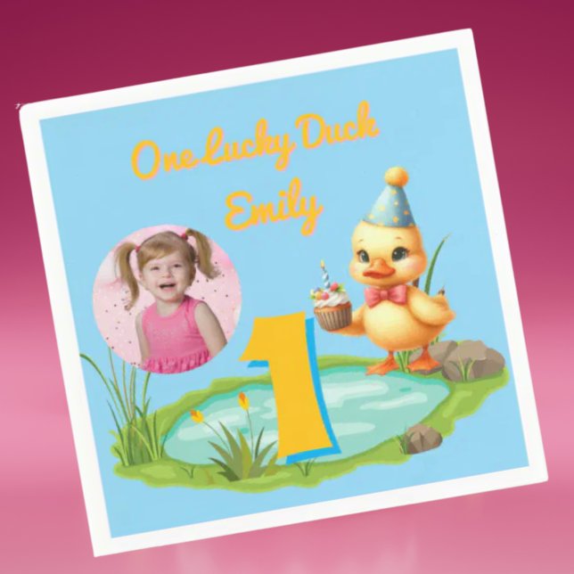 One Lucky Duck Kids 1st Birthday Photo Serviette (Von Creator hochgeladen)