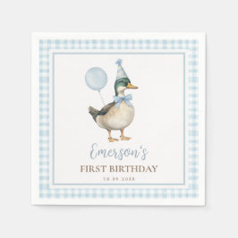 One Lucky Duck Pastel Blue Balloon Geburtstagsfavo Serviette