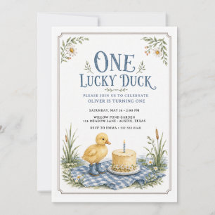 One Lucky Duck Teich-Picknick Blue Boy 1. Geburtst Einladung
