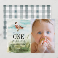 One Lucky Duck Watercolor Boy 1. Geburtstag Foto