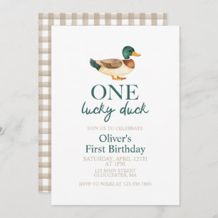 One Lucky Duck zum ersten Geburtstag Einladung