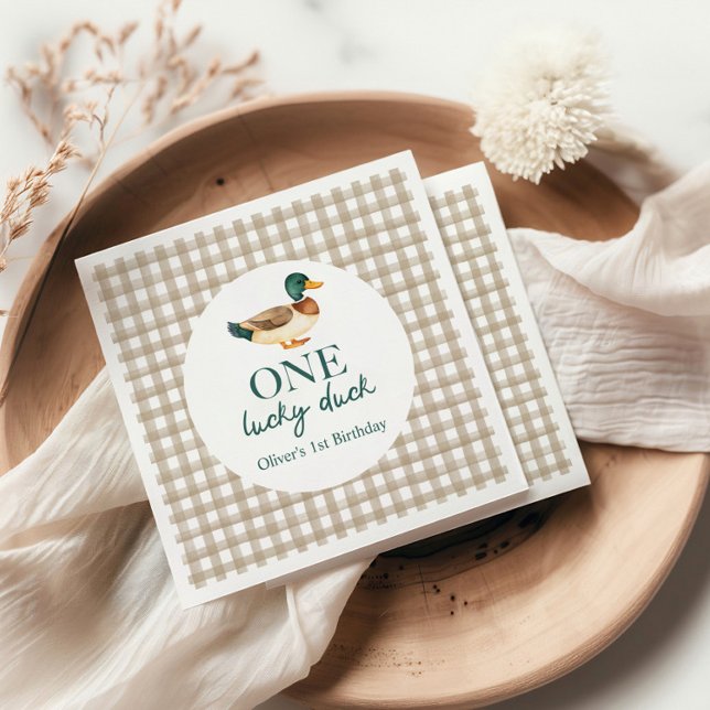 One Lucky Duck zum ersten Geburtstag Serviette (Von Creator hochgeladen)