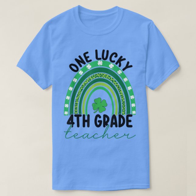 One Lucky Fourth Grade Teacher Gnomes St Patricks T-Shirt (Design vorne)