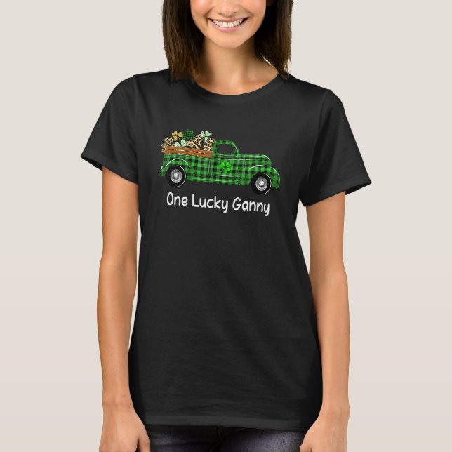 One Lucky Ganny Green Kariert Truck Kleeblatts St  T-Shirt (Vorderseite)