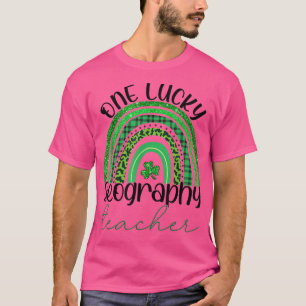One Lucky Geography Teacher St Patrick's Day Leopa T-Shirt