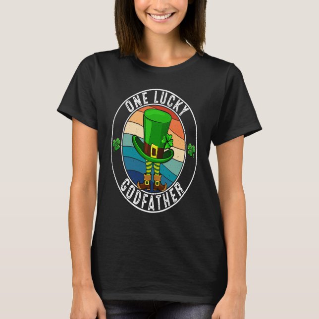 One Lucky Godvater Leprechaun Irish St Patricks T-Shirt (Vorderseite)