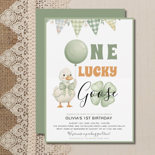 One Lucky Goose St. Patrick's Day First Birthday Einladung (Von Creator hochgeladen)