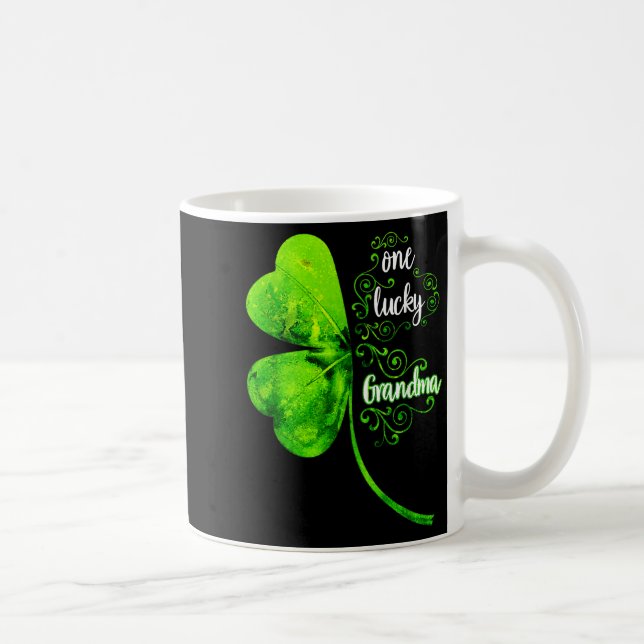 One Lucky Grandma Shamrock Grandma St Patricks Day Kaffeetasse (Rechts)