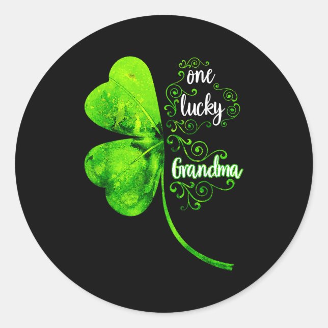 One Lucky Grandma Shamrock Grandma St Patricks Day Runder Aufkleber (Vorderseite)