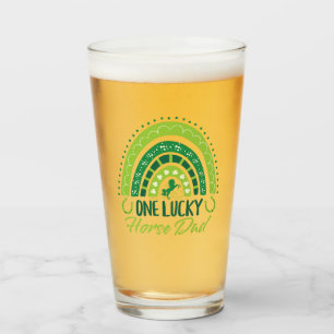 One Lucky Horse Vater Reittier St. Patrick's Day Glas