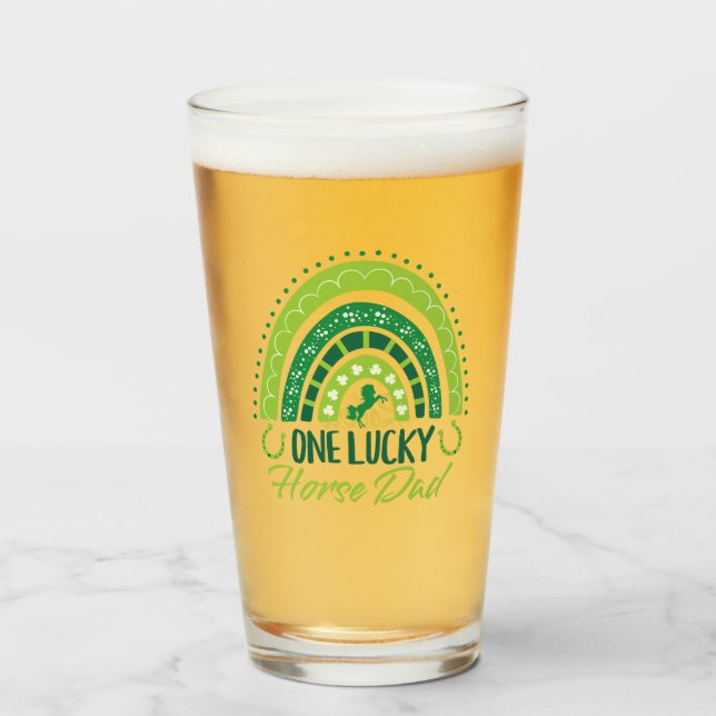 One Lucky Horse Vater Reittier St. Patrick's Day Glas (Vorne (Gefüllt))