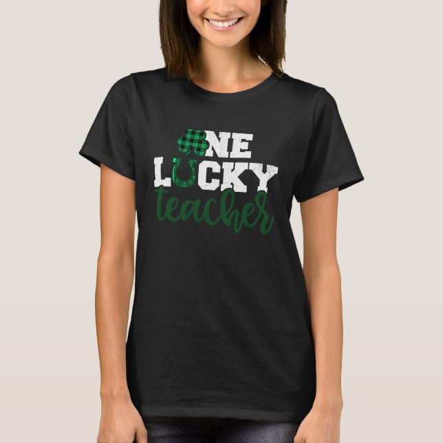 One Lucky Irish Teacher St Patricks Day Buffalo P T-Shirt (Vorderseite)