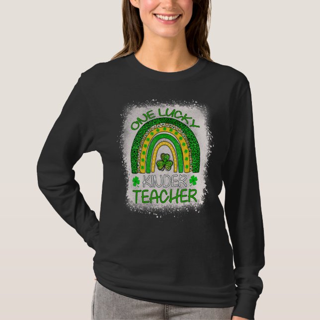 One Lucky Kinder Teacher Rainbow St Patrick S Day T-Shirt (Vorderseite)