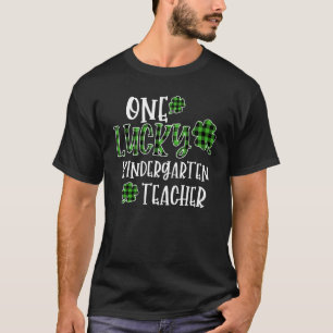 One Lucky Kindergarten Teacher Green Kariert Shamr T-Shirt