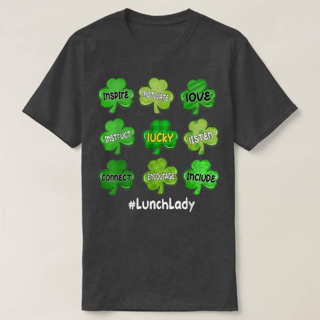 One Lucky Lunch Lady Irish Kleeblatt Rainbow St Pa T-Shirt (Design vorne)
