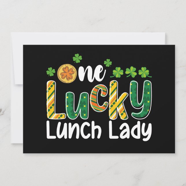 One Lucky Lunch Lady School St Patrick's Day Einladung (Vorderseite)