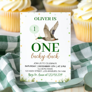 One Lucky Mallard Duck Birthday Einladung