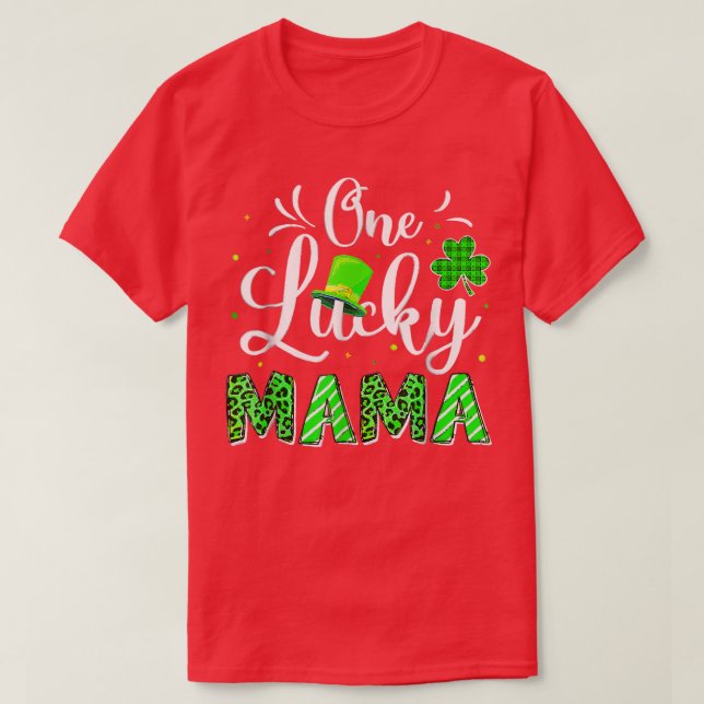 One Lucky Mama Irish Kleeblatt Leopard St Patrick' T-Shirt (Design vorne)