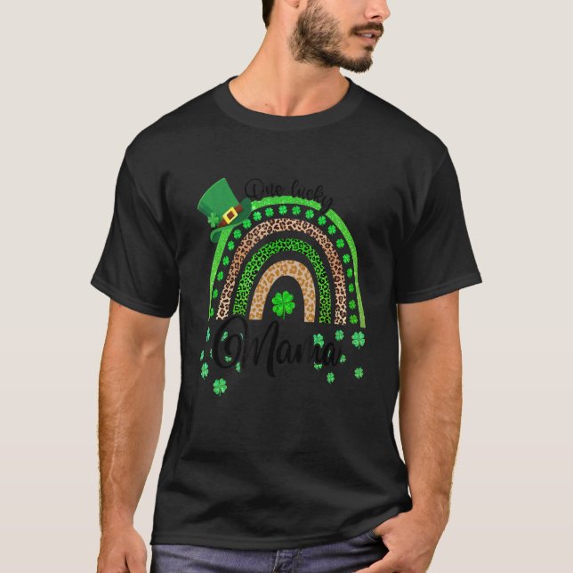 One Lucky Mama Irish Rainbow Leopard Patricks Day T-Shirt (Vorderseite)
