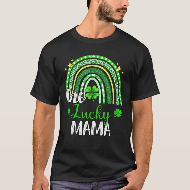 One Lucky Mama Leopard Print Rainbow St Patrick S T-Shirt (Vorderseite)