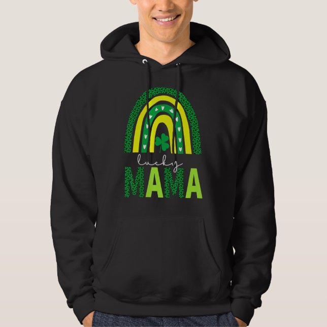 One Lucky Mama Leopard Print Rainbow St Patricku20 Hoodie (Vorderseite)