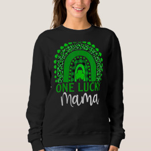 One Lucky Mama Leopard Rainbow Mama Life St Patric Sweatshirt