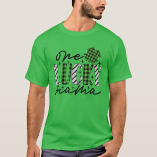 One Lucky Mama Women St Patricks Buffalo Kariert G T-Shirt