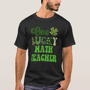 One Lucky Math Teacher Vintag Groovy St Patrick' T-Shirt