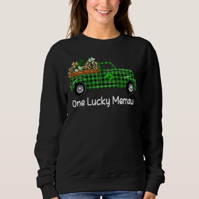 One Lucky Memaw Green Kariert Truck Kleeblatts St  Sweatshirt (Vorderseite)