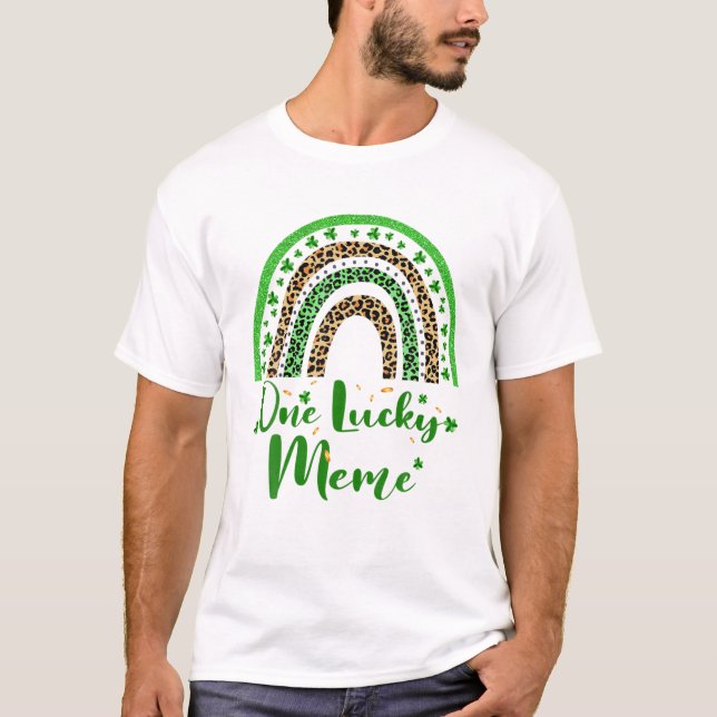 One Lucky Meme Irish Rainbow Leopard Patricks Day T-Shirt (Vorderseite)
