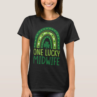 One Lucky Midwife Rainbow Shamrock St Patrick's Da T-Shirt