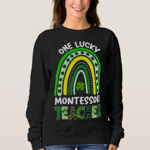 One Lucky Montessori Teacher Rainbow Leopard St Pa Sweatshirt