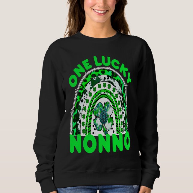 One Lucky Nonno Good Luck Green Rainbow Shamrock L Sweatshirt (Vorderseite)