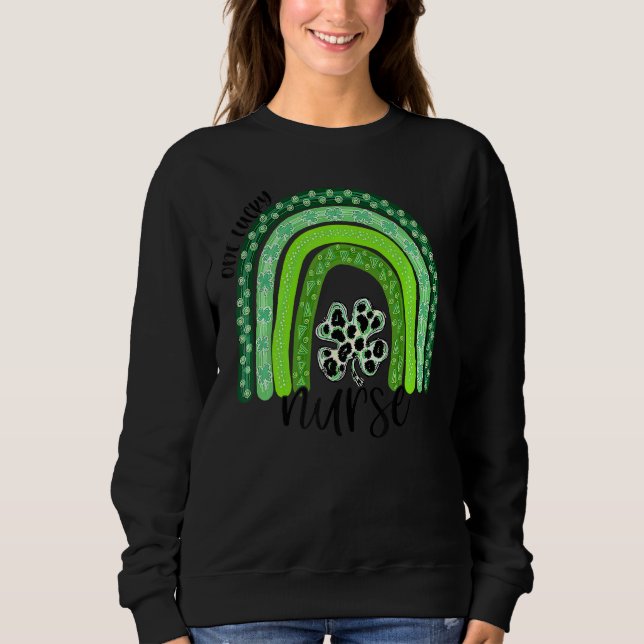 One Lucky Nurse Boho Rainbow Leopard Irish St. Pat Sweatshirt (Vorderseite)