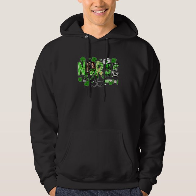 One Lucky Nurse ICU RN Retro Groovy Patrick's Day  Hoodie (Vorderseite)