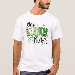 One Lucky Nurse Life Leopard Kleeblatts Irish St P T-Shirt