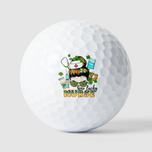 One Lucky Nurse - Messy Bun - St. Patrick's Day Golfball (Vorderseite)