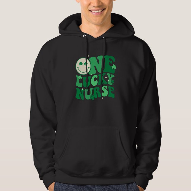 One Lucky Nurse Shamrock Groovy Happy St Patrick's Hoodie (Vorderseite)
