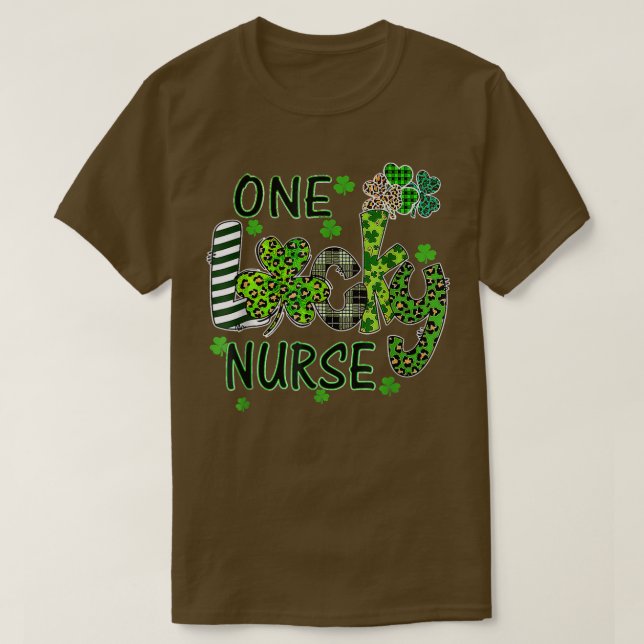 One Lucky Nurse St Patrick's Day Kleeblatt Leopard T-Shirt (Design vorne)