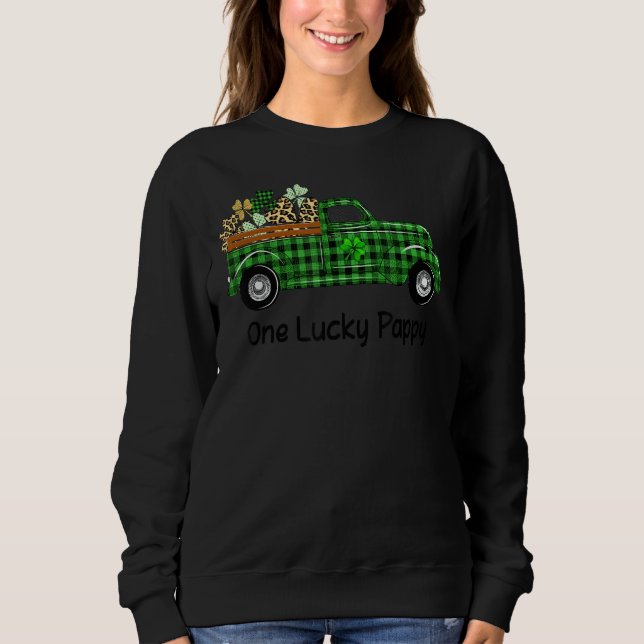 One Lucky Pappy Green Kariert Truck Kleeblatts St  Sweatshirt (Vorderseite)