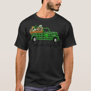One Lucky Pop Pop Green Kariert Truck Kleeblatts P T-Shirt