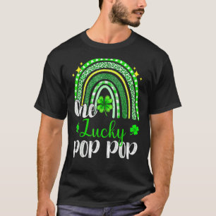 One Lucky Pop Pop Leopard Print Rainbow St Patrick T-Shirt