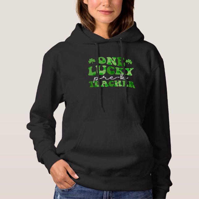 One Lucky Pre K Teacher Retro Cute St Patrick s Da Hoodie (Vorderseite)