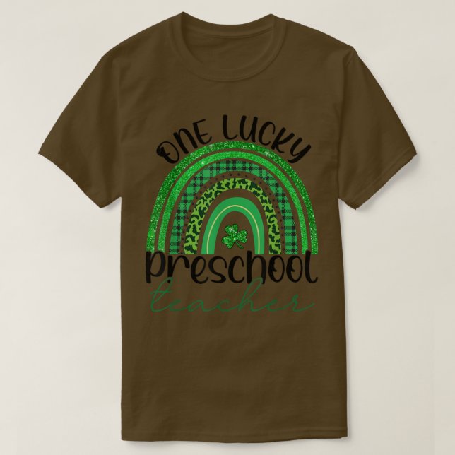 One Lucky Preschool Lehrer St Patrick's Day Leopa T-Shirt (Design vorne)