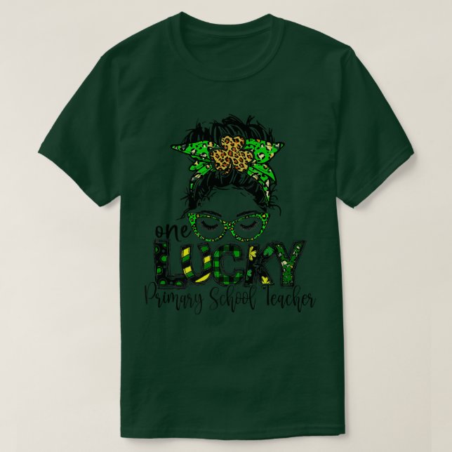 One Lucky Primary School Teacher St Patrick Day Te T-Shirt (Design vorne)