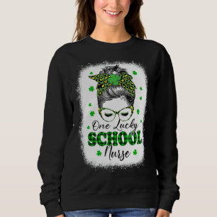 One Lucky School Nurse Leopard Kleeblatt St Patric Sweatshirt